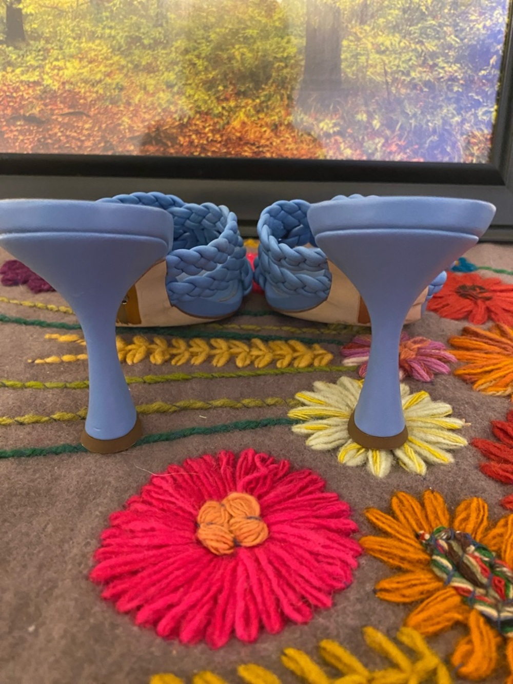 Braided Strap Light Blue Women's Slide Heels by Sam Edelman - Picture 6 of 9